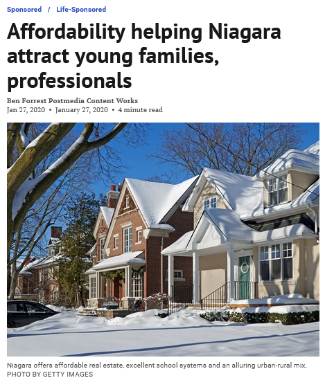 A sponsored story promoting Niagara real estate from the National Post.