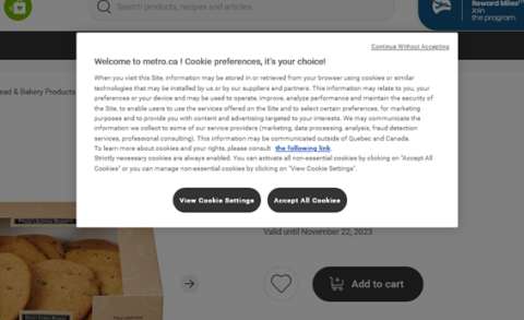 A screenshot of a website asking for a user's cookie preferences. The options are "View Cookie Settings" and "Accept All Cookies."