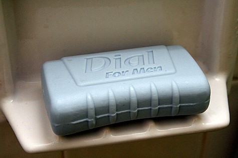 A bar of Dial soap with a ridged grip to make it seem masculine.