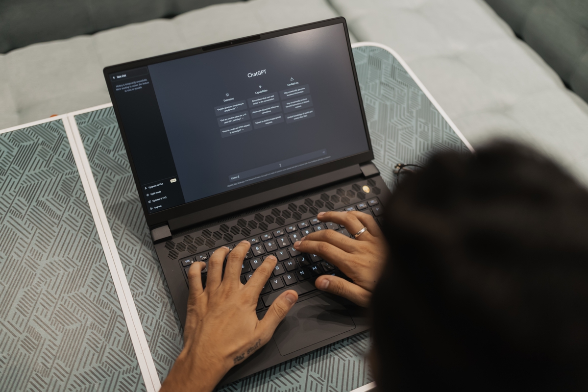 Person working on a laptop