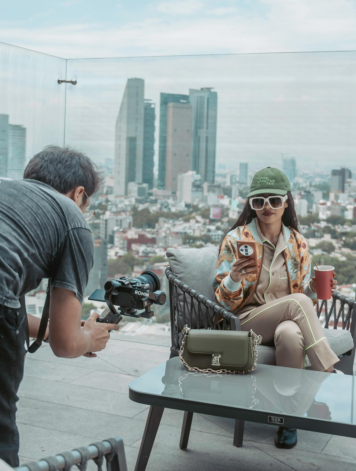 Influencer being photographed