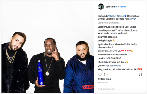Example of a social media post by DJ Khaled promoting alcohol