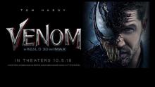 Promotional banner for the movie "Venom".